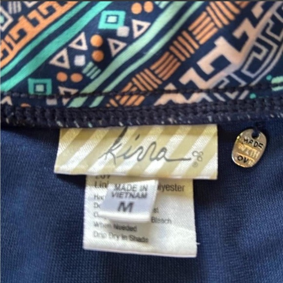 Kirra Teal, Navy & Tan Aztec Fold-Over Bikini Bottoms - Picture 6 of 8